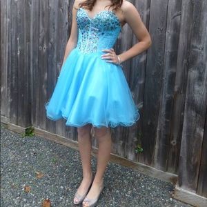 Beaded Blue Prom/Homecoming Dress